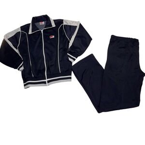 Vintage 80s Tracksuit USA Made SUNBELT Navy Warm Up Set Retro Athletic M